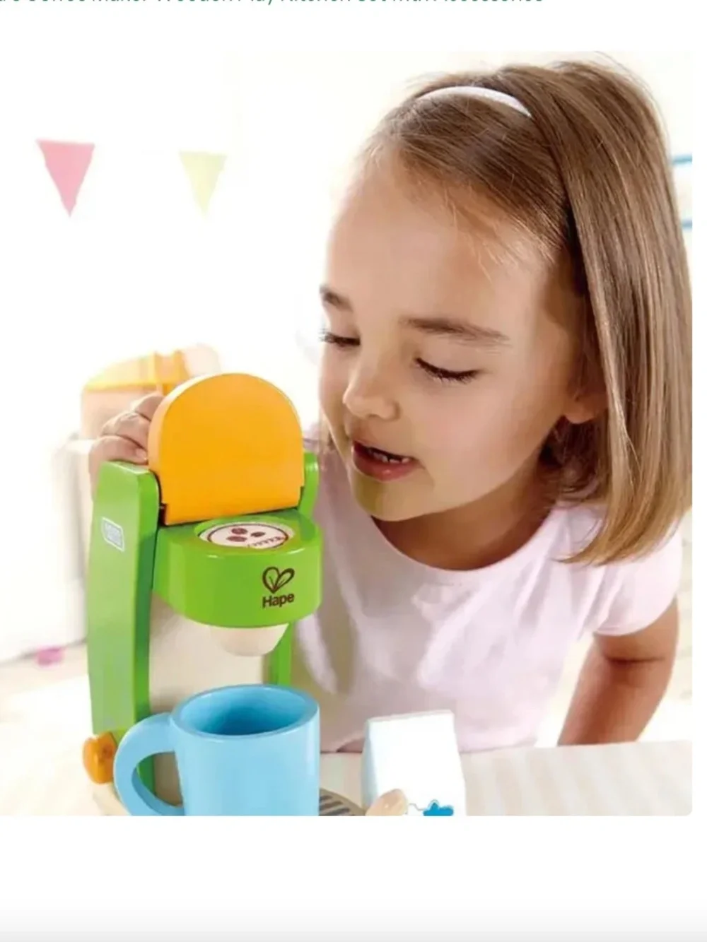 HAPE Kid's Coffee Maker E3106 Wooden Play Kitchen Set with Accessories